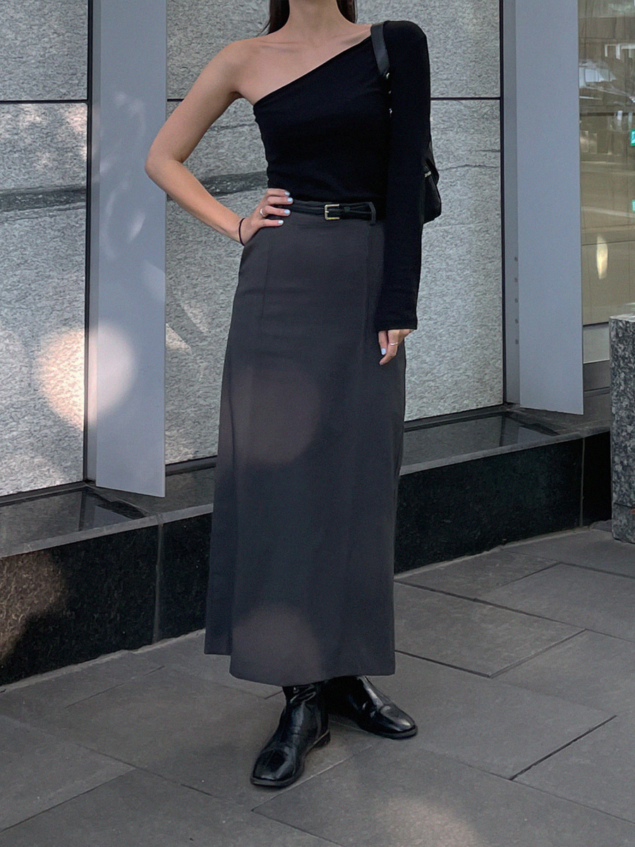 Pintuck Belt H-Line Skirt ( Black / Charcoal ) - 벨트세트 블랙S사이즈 54000&gt;36000