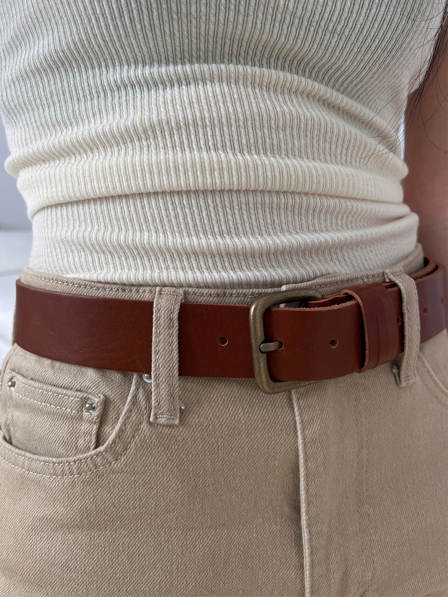 Wide Leather Belt ( Black / Brown )